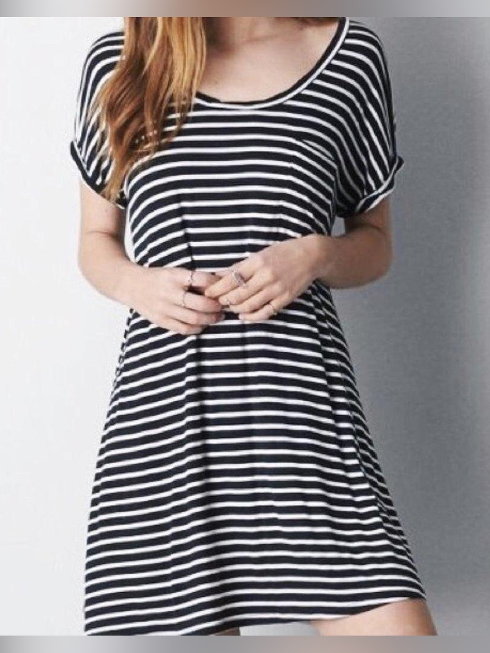 American Eagle Black & White Striped T-Shirt Dress | Size S